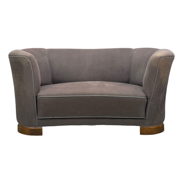 Danish Modern, Banana Sofa, Stained Beech, Fabric, Denmark, 1930s For Sale