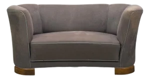 Danish Modern, Banana Sofa, Stained Beech, Fabric, Denmark, 1930s