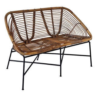 Mid-Century Italian Bamboo and Iron 2-Seater Sofa, 1960s For Sale