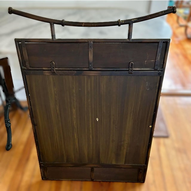 1980s Mid-Century Ming Style Chinoiserie Metal Faux Bamboo Wall Mirror For Sale In New York - Image 6 of 6