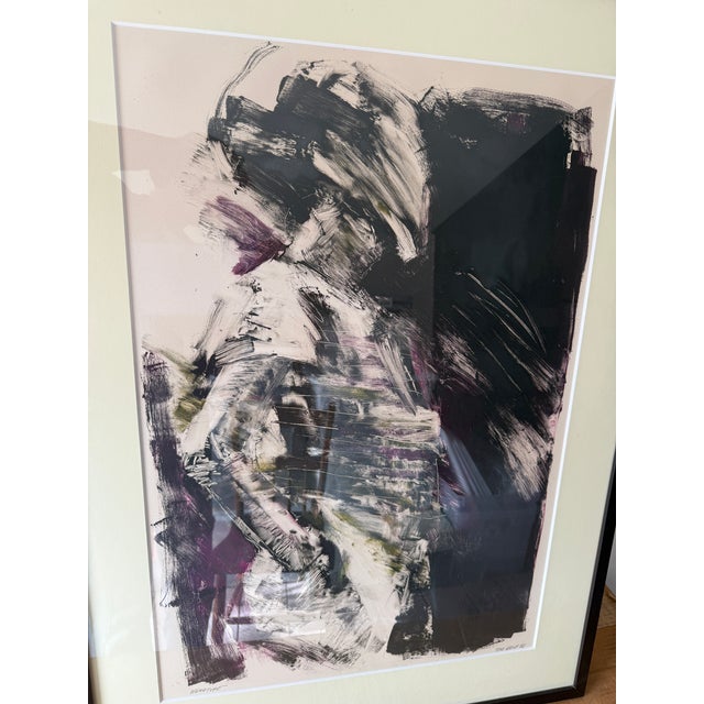 Figurative 1980s Monotype Self Portrait by Maine Artist Toni Wolfe in Custom Built Frame For Sale - Image 3 of 9