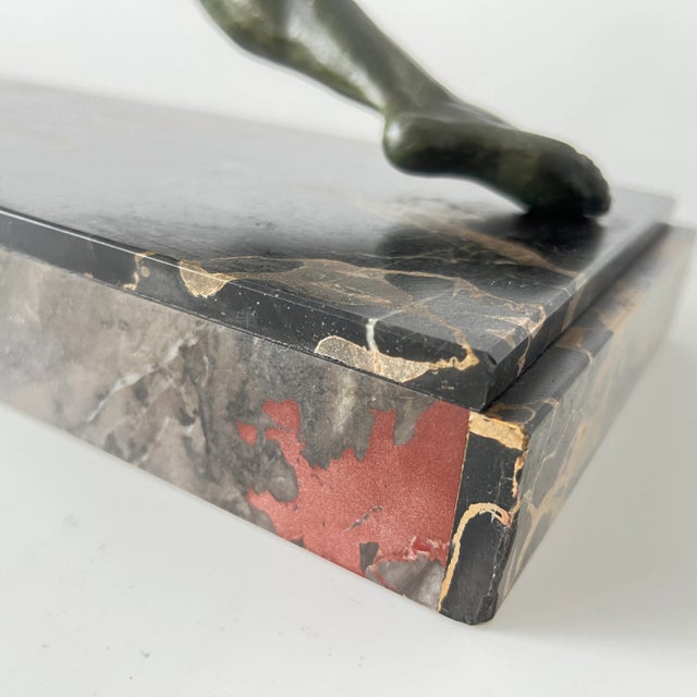 Art Deco Male Sculpture, Spelter, Marble, France circa 1930 For Sale - Image 12 of 14