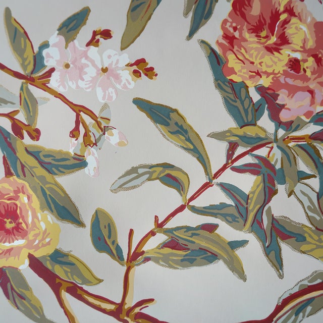 Late 20th Century Deadstock Ralph Lauren Vinyl Wallpaper- Climbing Oleander in Cream- 12 Rollsss For Sale - Image 15 of 17
