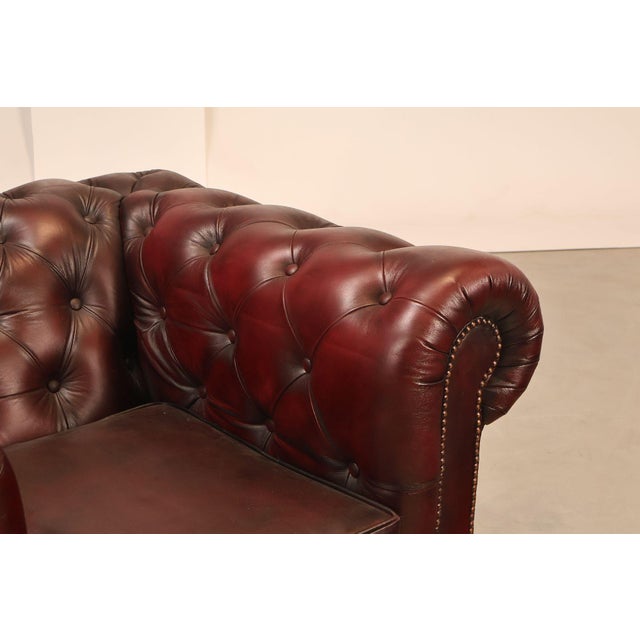2020s Chesterfield Style Pair of Oxford Red Leather Club Chairs For Sale - Image 5 of 18