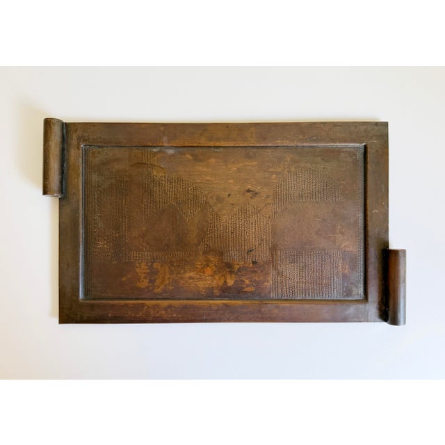 Brutalist Bronze Tray With Geometric Relief, 1960s For Sale - Image 12 of 14