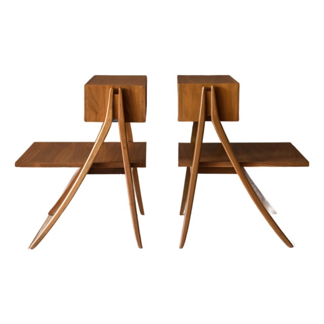 Pair of Vintage Kipp Stewart Walnut Floating Nightstands by Drexel Declaration For Sale
