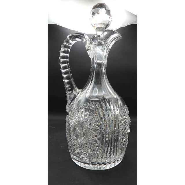 Transparent Early 20th Century Brilliant Cut Crystal Wine Decanter Carafe Mars Pattern 1907 For Sale - Image 8 of 11