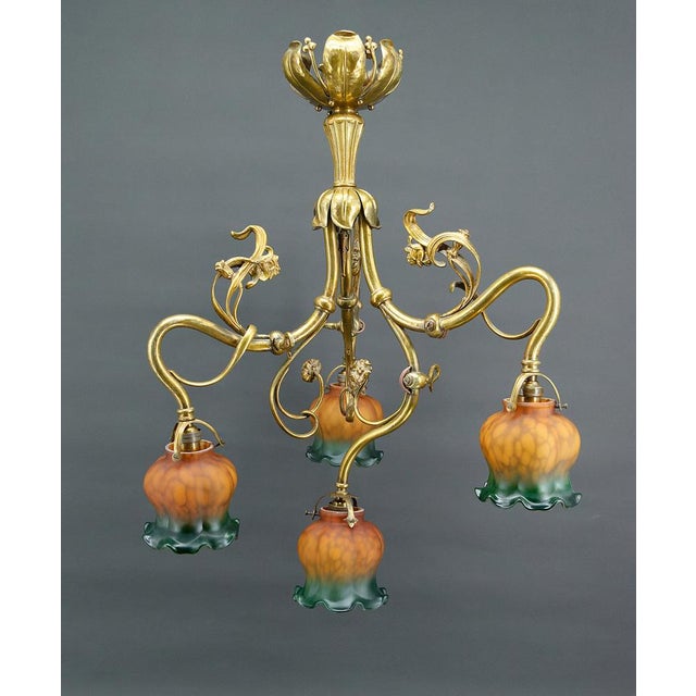 Art Nouveau Chandelier in Gilt Bronze, 1890 For Sale - Image 15 of 18