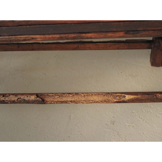 Antique Folk Art Fireplace Bench in Wood, 1800s For Sale - Image 10 of 16