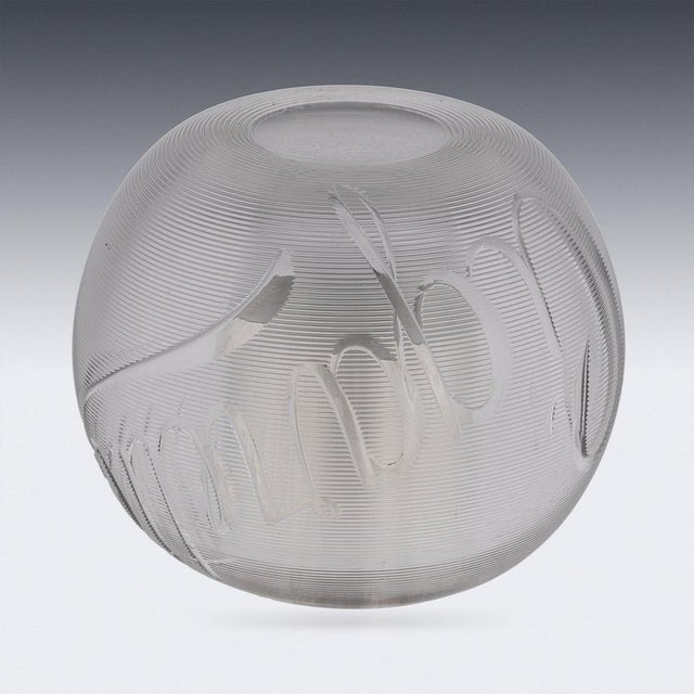 Antique British Silver Plate and Engraved Glass Match Striker, 1910 For Sale - Image 6 of 12