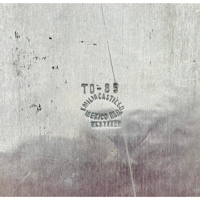 1980s Emilia Castillo Silver Plated “Maple Leaf” Jasper Inlay Covered Butter Dish For Sale - Image 14 of 14