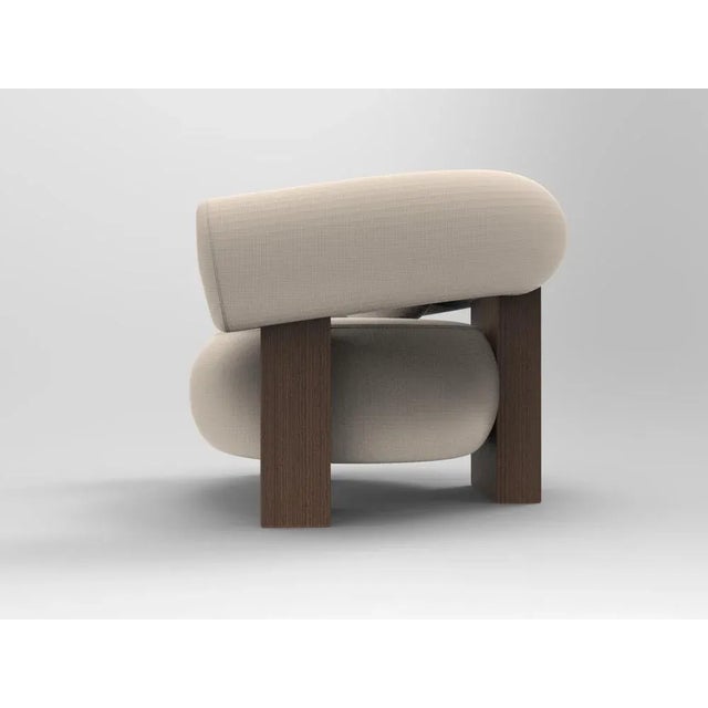 Contemporary Cassette Armchair in Outdoor Tricot Linen Fabric and Smoked Oak by Alter Ego for Collector For Sale - Image 3 of 5