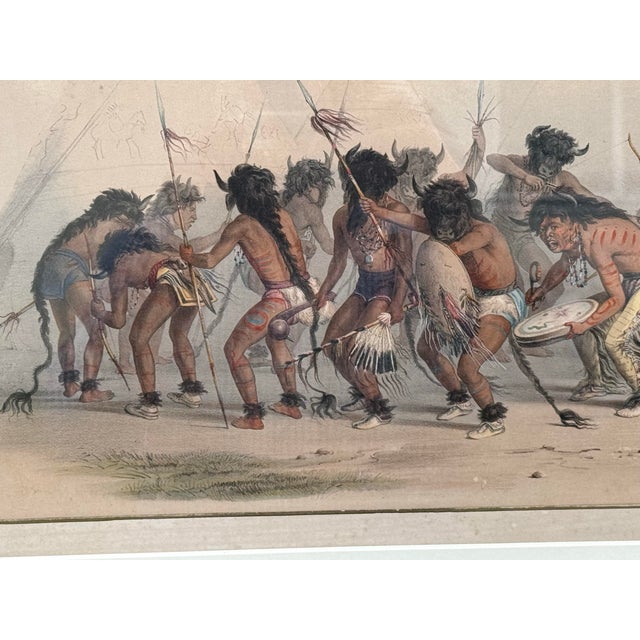 This image is "Buffalo Dance" (Plate 8) from the North American Indian Portfolio by artist George Catlin Charming 19th-...