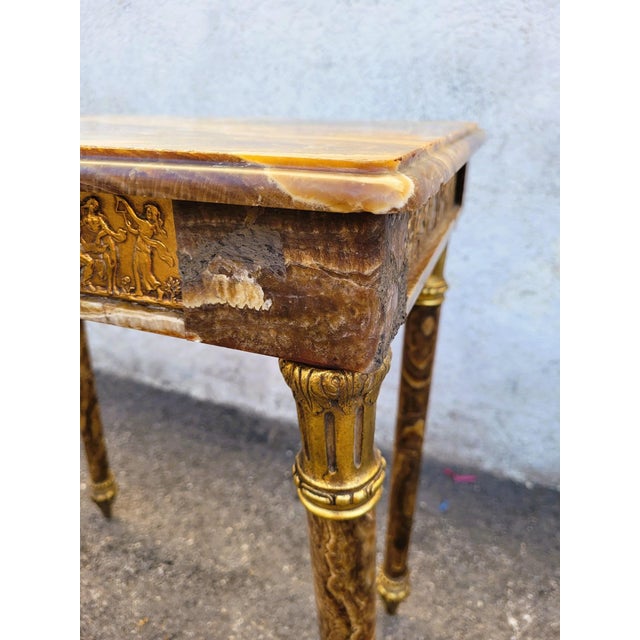 Napoleon III 19th Century Retractable Onyx and Bronze Table For Sale - Image 4 of 18