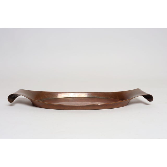 Metal Sculptural Arts and Crafts Copper Gondola Oval Tray Attributed to w.a.s. Benson For Sale - Image 7 of 15