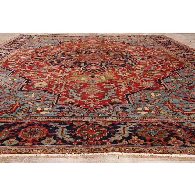 Late 19th Century Persian Heriz Rug, 11'10 X 15'00 For Sale - Image 9 of 10