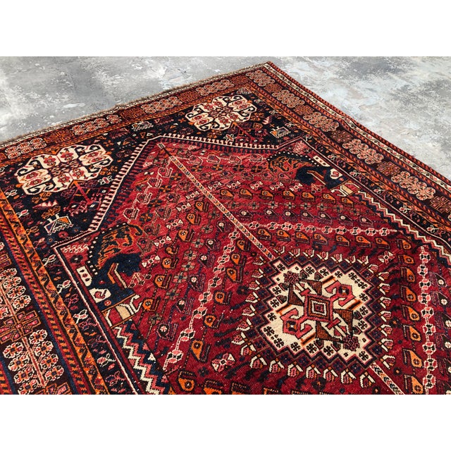 Brick Red Early 20th Century 1900s Antique Caucasian Tribal Rug Bedroom Rug For Sale - Image 8 of 9