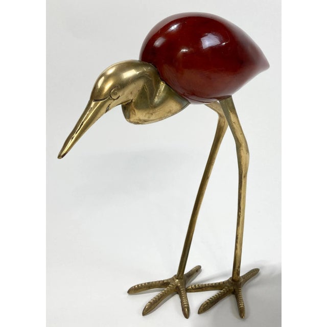 Vintage Rosewood and Brass Cranes, Pair For Sale - Image 4 of 10