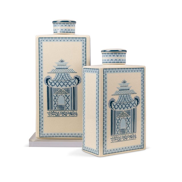 Port 68 Winterthur for Port 68 Pagoda Garden Blue Medium Jar For Sale - Image 4 of 6