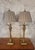 Vintage Gold Gilt Hollywood Regency Palm Frond Pleated Shades Table Lamps- A Pair For Sale In West Palm - Image 6 of 8