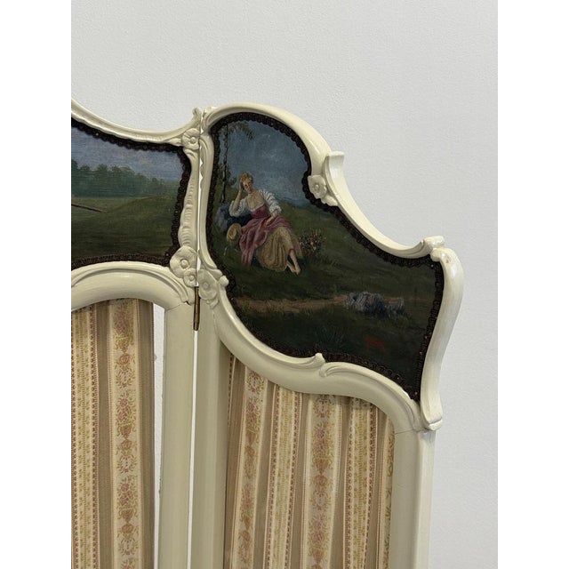 Late 19th Century Antique Three-Panel Folding Screen, 1880s For Sale - Image 5 of 14