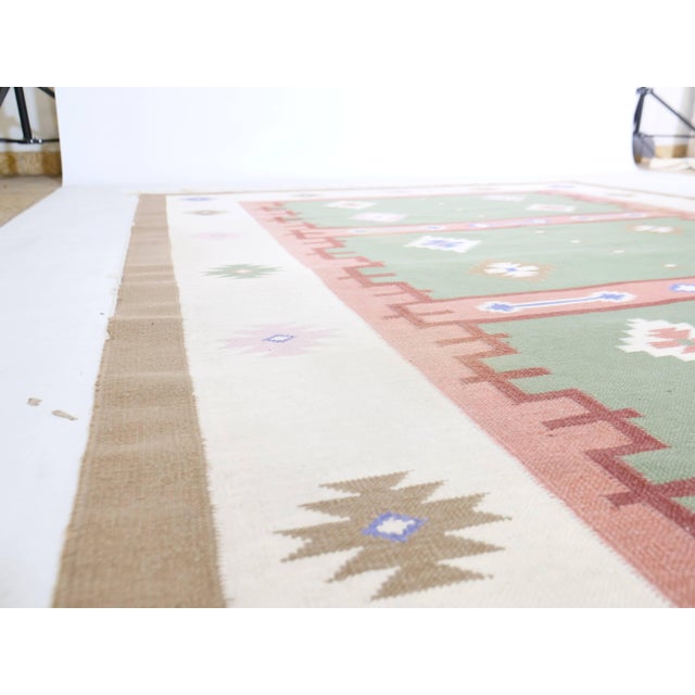 Textile Vintage Handwoven Kilim Rug in Wool, 1980s For Sale - Image 7 of 8