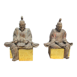 Edo Shinto Wooden Priests Circa 1850s Japan - A Pair of 2