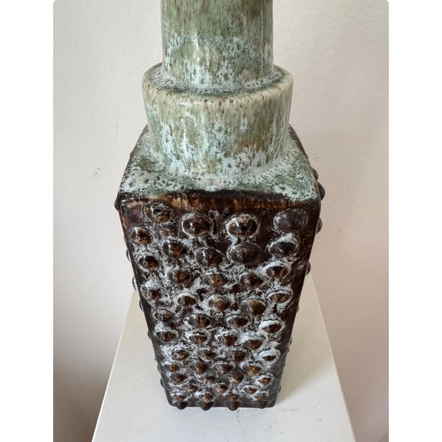 Lampfoot Table Lamp in Stoneware with Dots and Relief from PM Keramik, Denmark, 1970s For Sale - Image 3 of 8