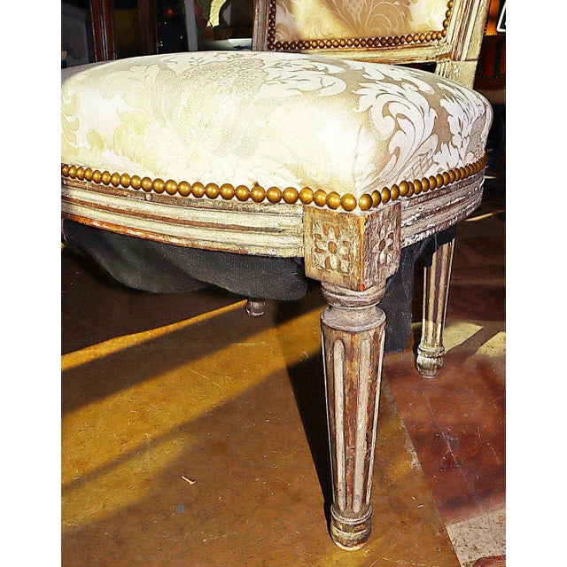 Antique French Painted Louis XVI Style Vanity Chair For Sale In West Palm - Image 6 of 8