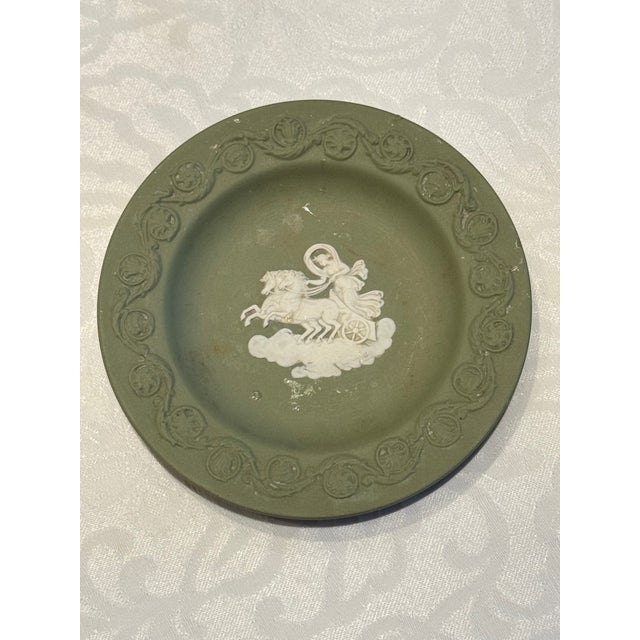 Ceramic Vintage Mid-Century Wedgwood Sage Green Jasperware Mini Pin Dishes - Pair For Sale - Image 7 of 9