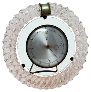Mid-Century Art Deco Modern Table Clock in Murano Glass, 1950s