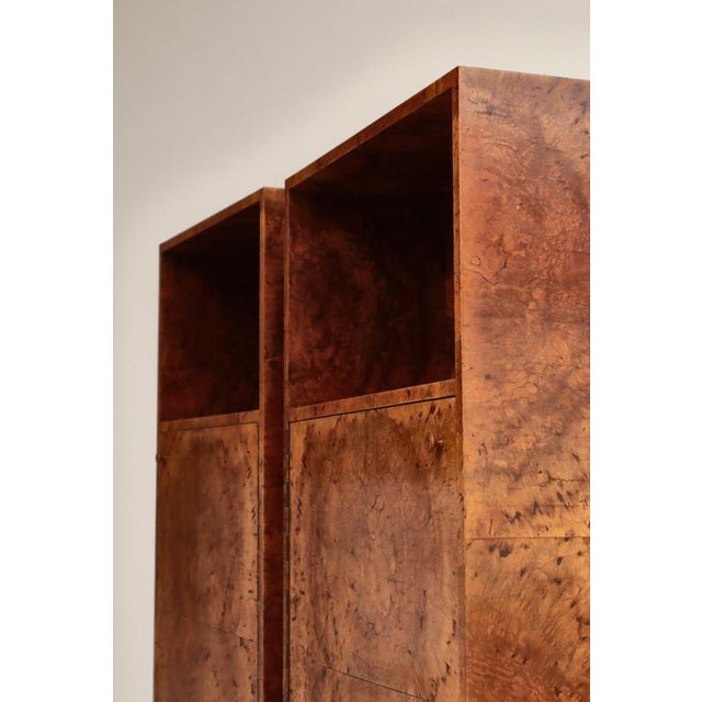 Danish Art Deco Cabinetmaker Cabinets in Birch Root Veneer, 1920s, Set of 2 For Sale - Image 4 of 18