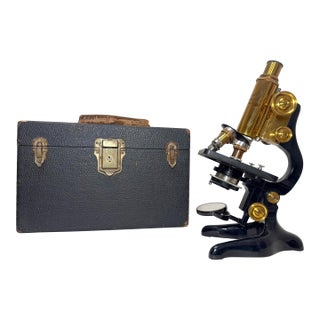 Near Mint Antique Ernst Leitz Wetzlar German Brass Microscope 253647 in Box For Sale
