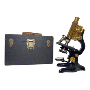 Near Mint Antique Ernst Leitz Wetzlar German Brass Microscope 253647 in Box