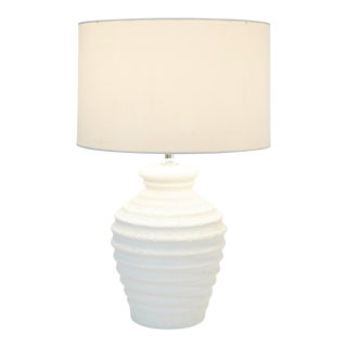 1993 Elite Postmodern Distressed Plaster Ribbed Table Lamp For Sale