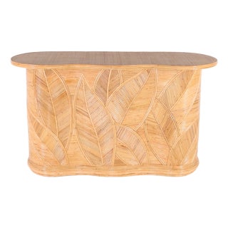 Leaf Rattan Console Table For Sale