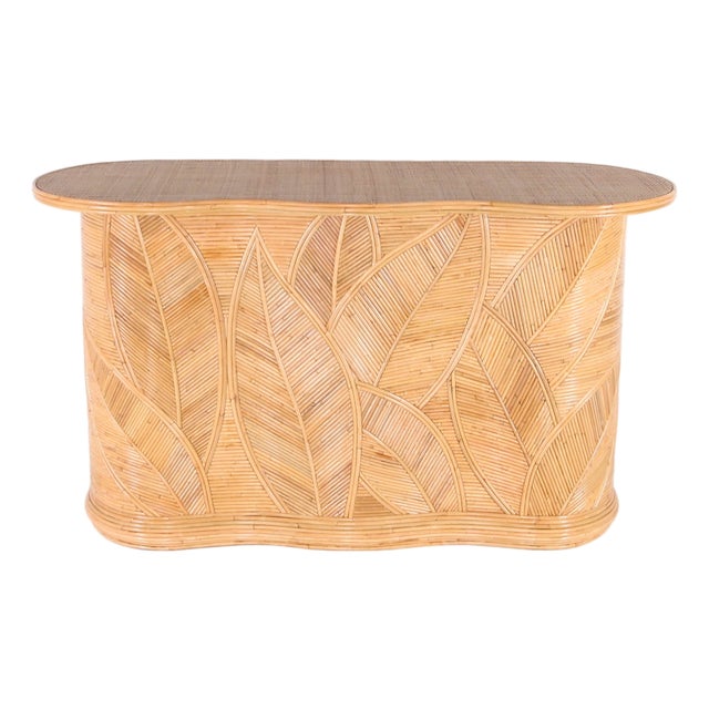 Leaf Rattan Console Table For Sale