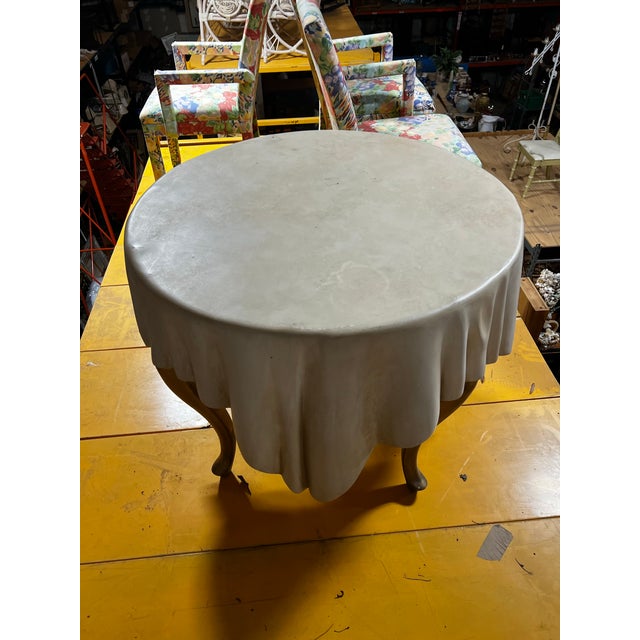 Plastic 1970s Draped Resin Petite Trompe-l'Oeil Table For Sale - Image 7 of 8