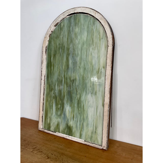 Early 20th Century Vintage Arch Top Slag Glass Window, Early 20th C For Sale - Image 5 of 14