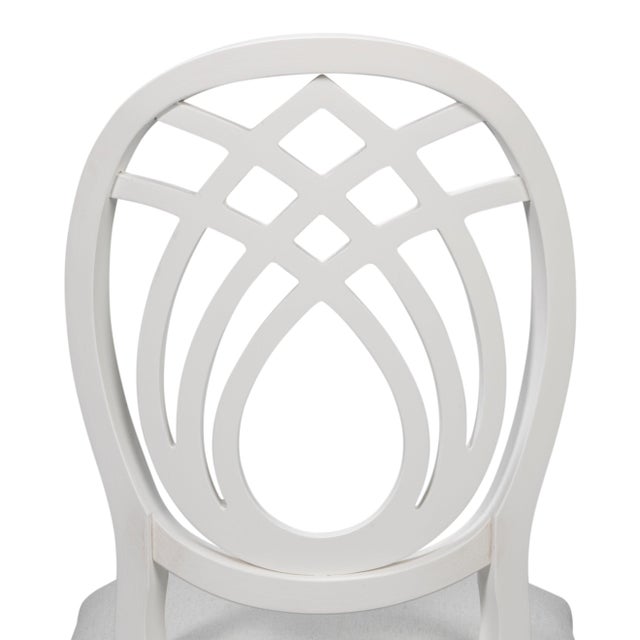 White Neoclassical Dining Chairs with Ribbon Backs in White, Sets of 2 For Sale - Image 8 of 11