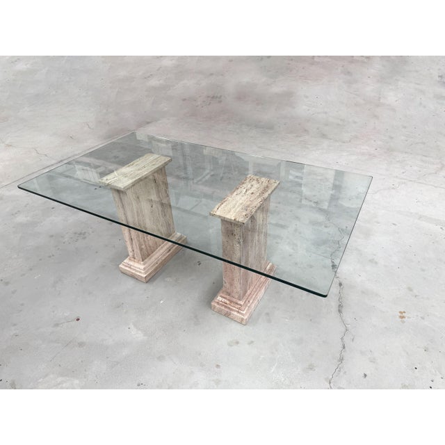 Marina Dining Table in Pink and Brown Jara Travertine Marble, 1989 For Sale - Image 10 of 16