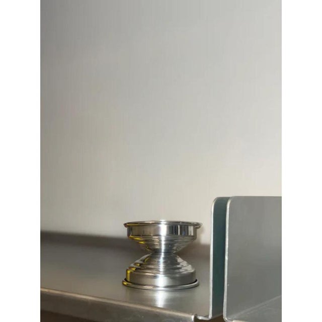 Metal Rl 05 Mini Candleholder in Silver Plated Brushed Brass by Caspal For Sale - Image 7 of 7