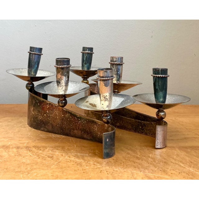 Mid 20th Century Vintage Carole Stupell for Royal Hickman Silverplate Candlesticks - A Pair For Sale - Image 5 of 18