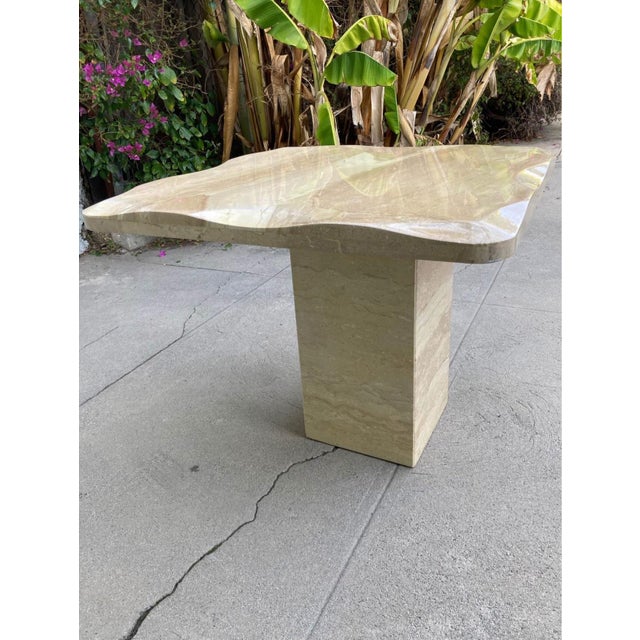 1960s Scalloped Travertine Marble End Table For Sale - Image 4 of 5