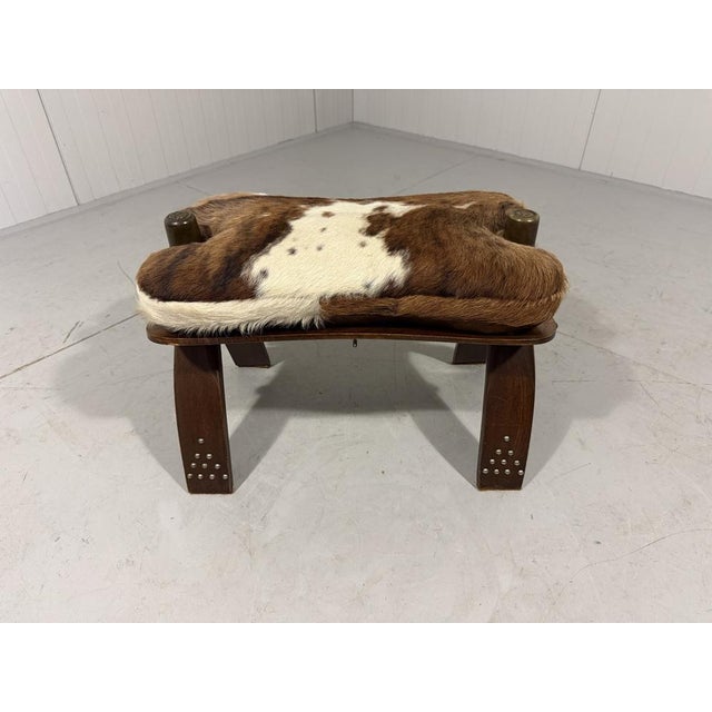 Cowhide Camel Saddle Stool, 1960s For Sale - Image 12 of 12