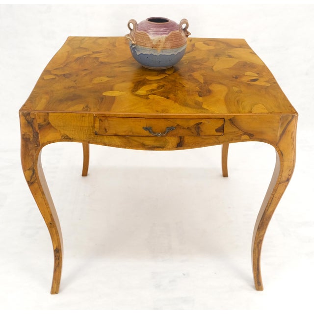 Fine Burl Olive Wood Elegant Italian Square Game Table MINT For Sale - Image 12 of 15