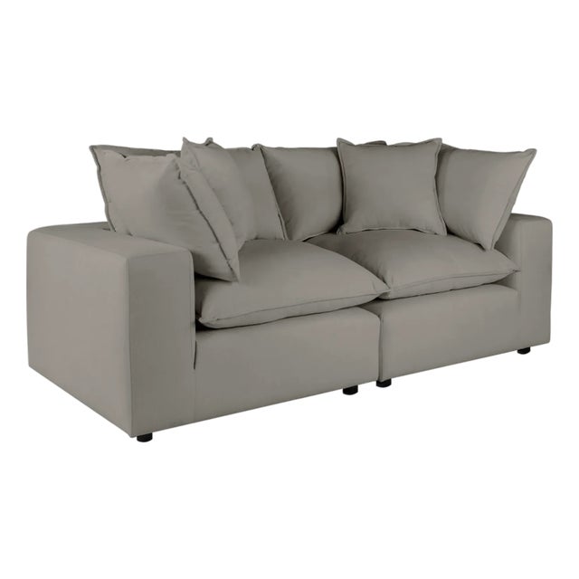 Gray Cali Slate Performance Fabric Modular Loveseat For Sale - Image 8 of 8