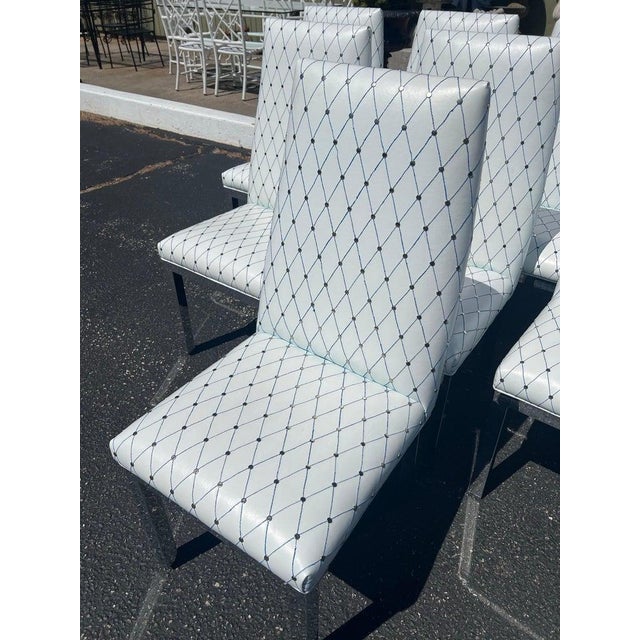 Set of 6 Custom White Leather Parsons Dining Chairs Attributed to Design Institute of America For Sale - Image 13 of 18