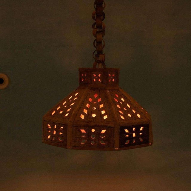 Japandi Wooden Hanging Lamp, 1960s For Sale - Image 15 of 18