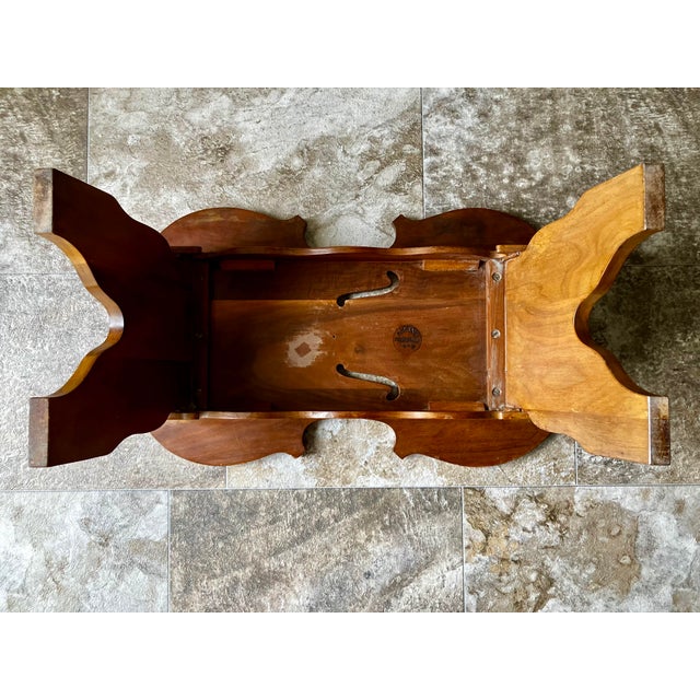 Vintage 1976 Amana Furniture Solid Walnut Violin-Shaped Hearth Bench / Footstool For Sale - Image 17 of 18